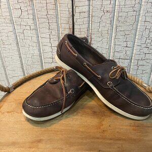 L.L.Bean Men's Casco Bay Boat Shoes Mocs Moccasins brown leather 13
